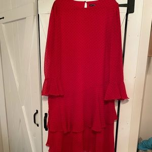 Bright red with black polka dot dress!